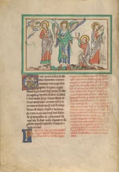 Der heilige Johannes isst das Buch, das er vom Engel erhalten hat